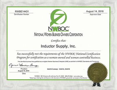 Inductor Supply is Certified Woman Owned
